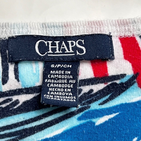 Chaps Tank Top Nautical Boats Sailboats Red White Blue Sz S Scoop Neck Cotton - Picture 4 of 5